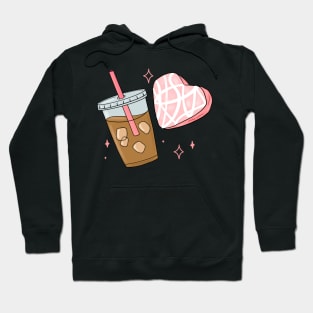 Heart snack cake and iced coffee girl breakfast Hoodie